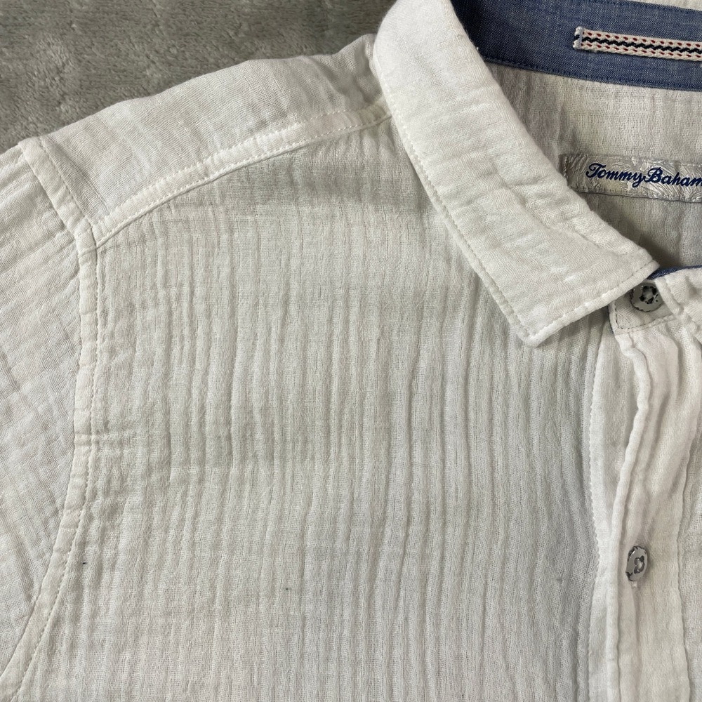Tommy Bahama Shirt Mens XL White Cotton Gauze Button Beach Resort Light Preppy - Picture 4 of 11